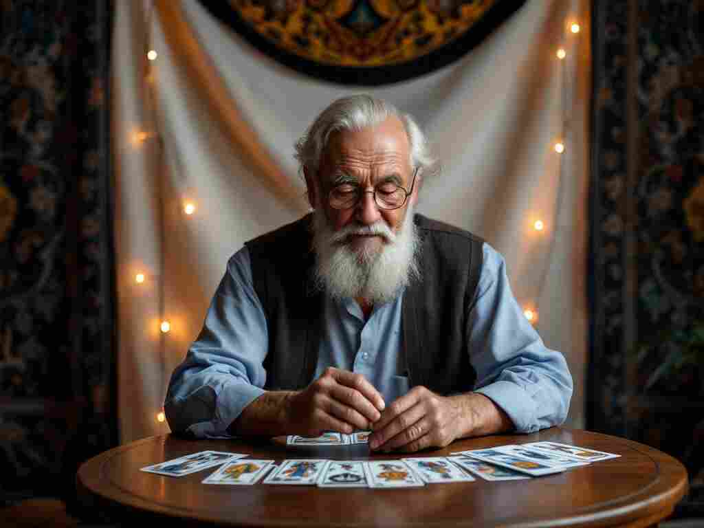 cartas del atrto sobre un tapiz de colores indu